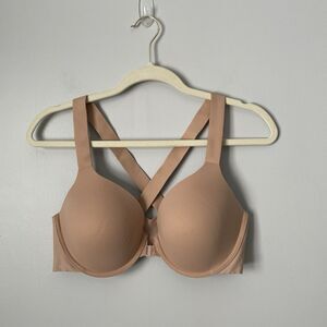 Spanx Bra-llelujah! Lightly Lined Full Coverage Bra Nude Tan Cross Back Size 38C